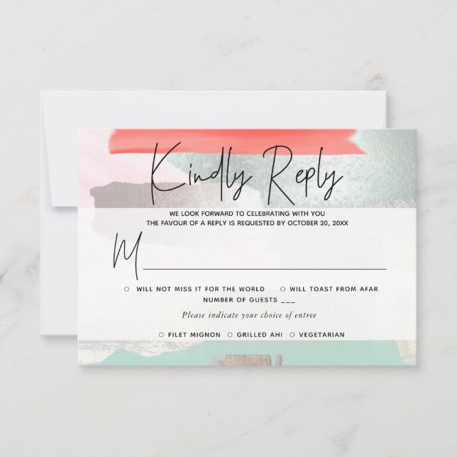 PixDezines RSVP com Refeição, Arte Moderna, Coral  (Frente)