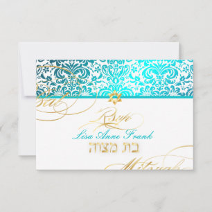 PixDezines rsvp Fidora Damask, Bat Mitzvah