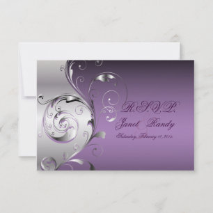 PixDezines rsvp Filigree+swirls/prata+lavanda