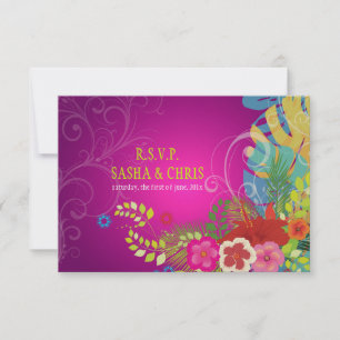 PixDezines rsvp hibisco+monstera/amarelo+fúcsia