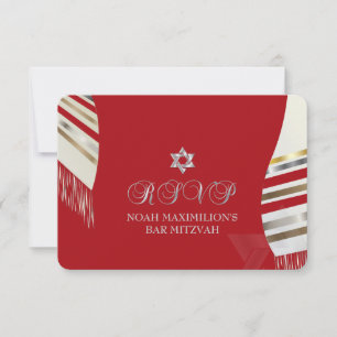 PixDezines RSVP MITZVAH/TALIT VERMELHO/ Fundo de D