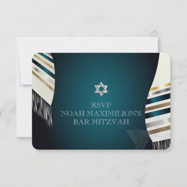 PixDezines RSVP Mitzvah/tallit azul claro/fundo pe (Frente)