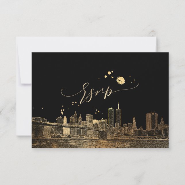 PixDezines RSVP NYC Skyline/Faux Dourado (Frente)