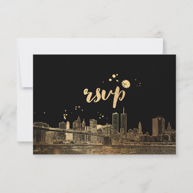 PixDezines RSVP NYC Skyline/Faux Dourado (Frente)