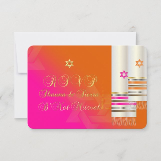 PixDezines RSVP Pink/Orange B não mitzvah (Frente)