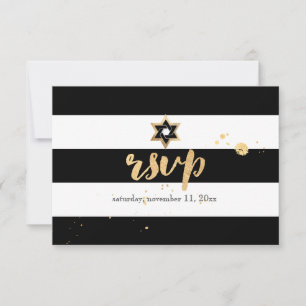 PixDezines rsvp preto/branco/bar stripes mitzvah