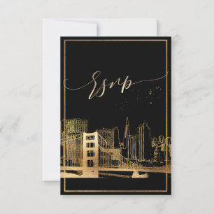 PixDezines RSVP San Francisco Skyline/Faux Dourado