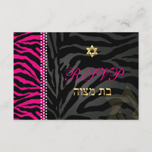 PixDezines rsvp Tiras de Zebra Rosa, Bat Mitzvah