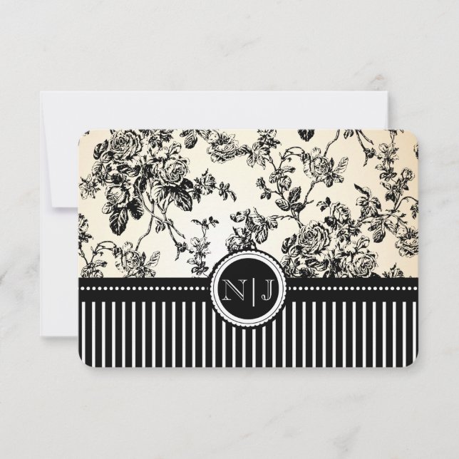 PixDezines rsvp toile/rosas/preto (Frente)