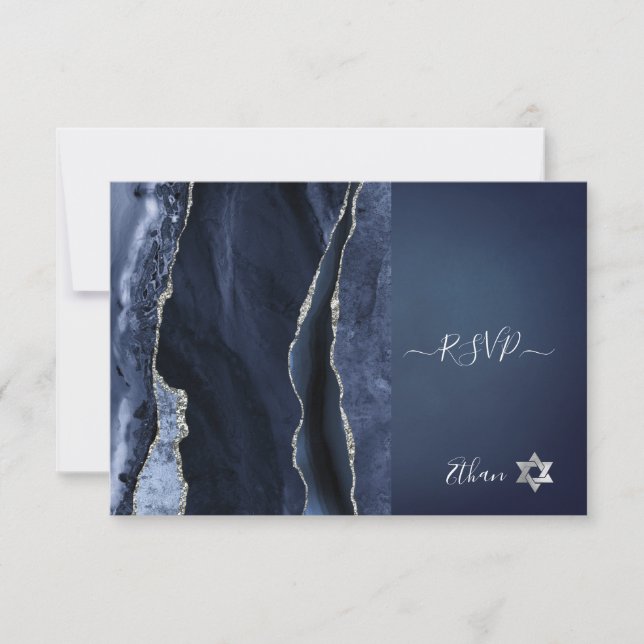 PixDezines RSVP Watercolor Agate Bar Mitzvah ✡ (Frente)