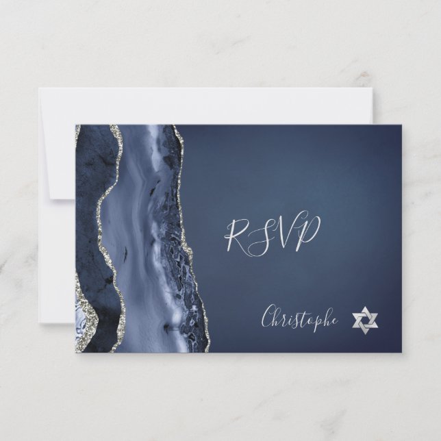 PixDezines RSVP Watercolor Agate Bar Mitzvah ✡ (Frente)