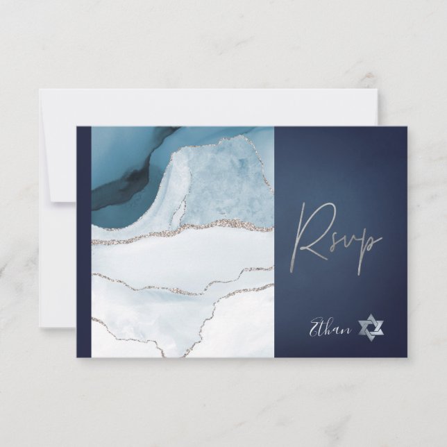 PixDezines RSVP Watercolor Agate Bar Mitzvah ✡ (Frente)