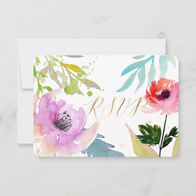 PixDezines RSVP Watercolor Floral/Rosa (Frente)