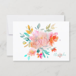 PixDezines RSVP Watercolor Flowers Bat Mitzvah ✡