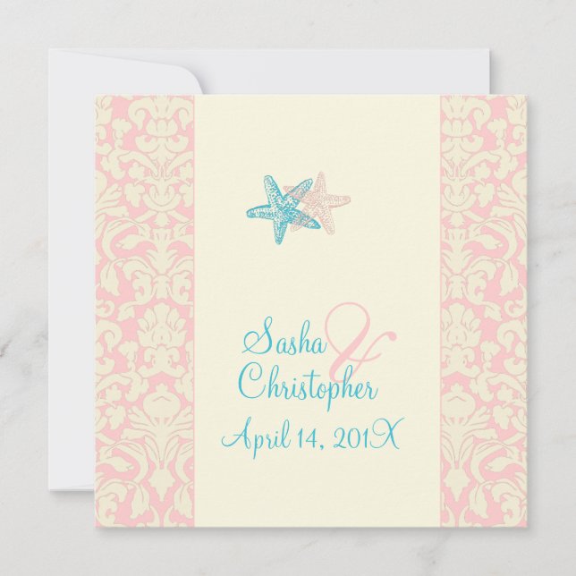 PixDezines Starfish + Convites para casamento tema (Frente)