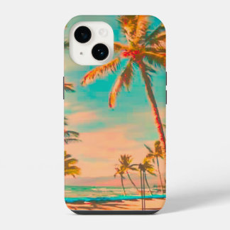 PixDezines Vintage Hawaiian Beach Scene/teal