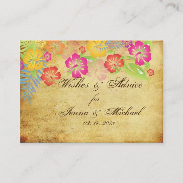 PixDezines Vintage Hibiscus - Cartões de Conselhos (Frente)