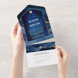 PixDezines Watercolor Agate Slate Blue Bar Mitzvah