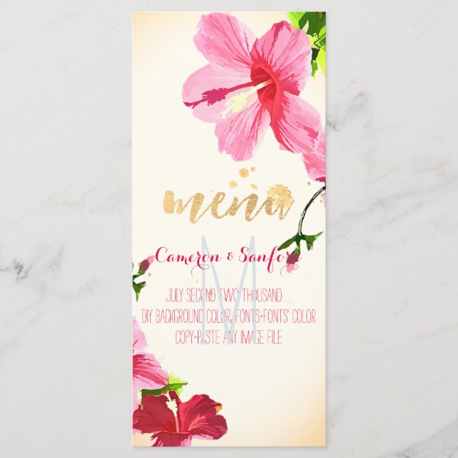PixDezines Watercolor Menu Hibiscus/Rosa (Frente)