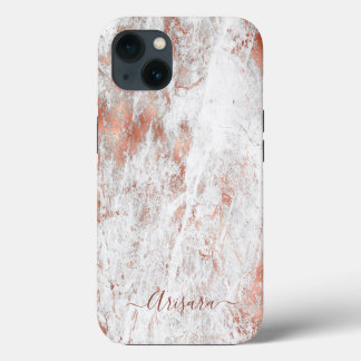 PixDezines White Marble+Faux Rose Gold Case-Mate i