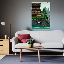 Pixel art, cidade de Japaneses | AI Art Poster