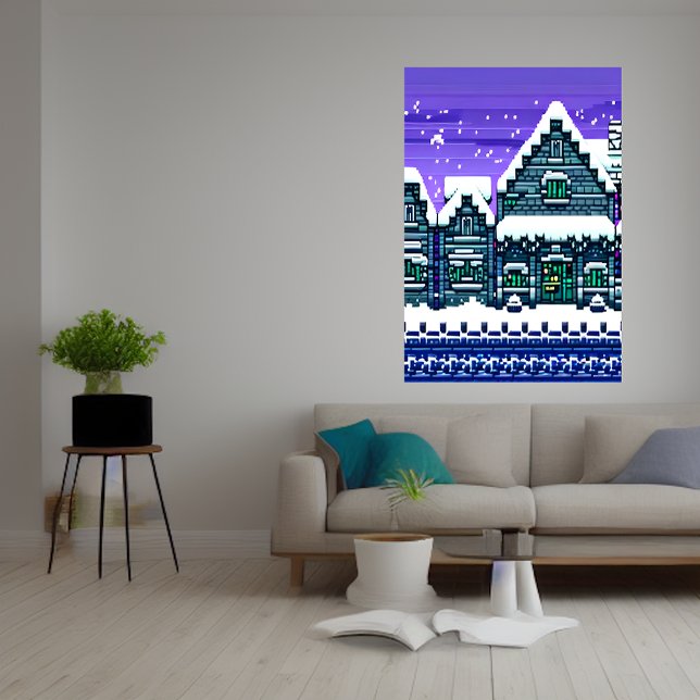 Pixel art, cidade na neve | AI Art Poster (Criador carregado)