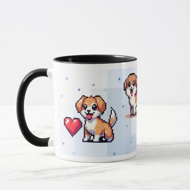 Pixel de cão bonito, caneca perfeita para amantes  (Esquerda)