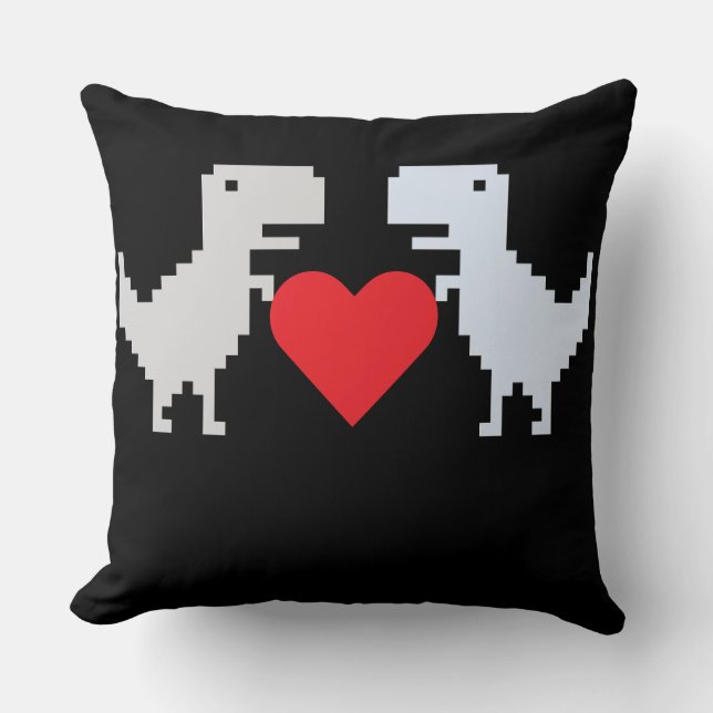 Pixel Dino Love – Almofada Retrô Fofa para Lançar (Frente)