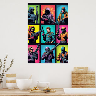 Pixel Legends Pop Art Poster – Grid de Quadrinhos