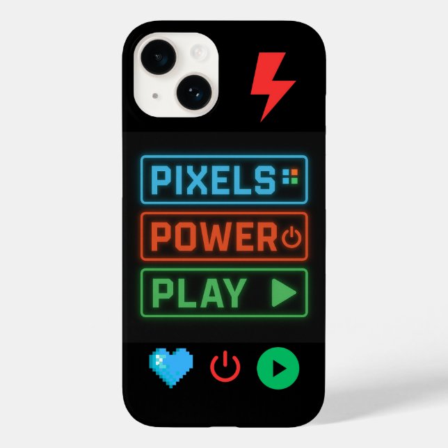 Pixels Power Play iPhone Case – Retro Gamer Phone  (Verso)