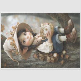 Pixie Beige Hat Mirror Enfrentando Papel Tecido Di