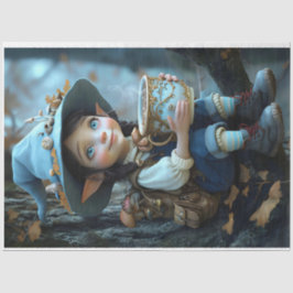 Pixie Blue Hat Pastel Papel de Tecido