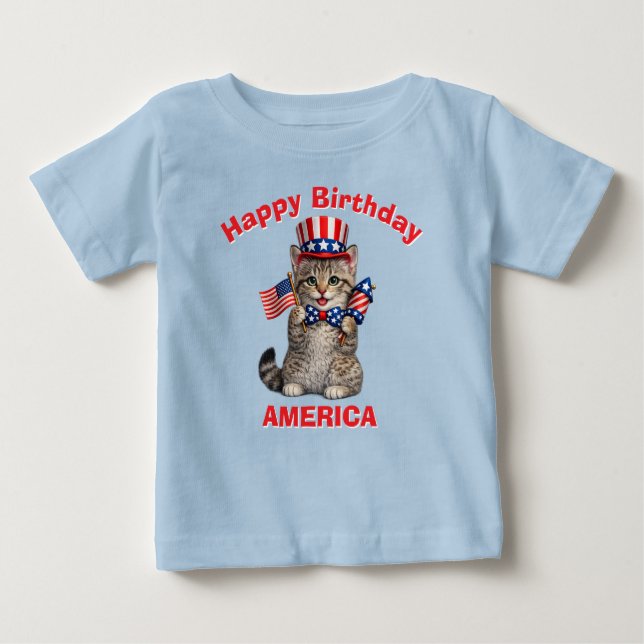 Pixie-Bob Kitten (1s) Patriotic Kid T-Shirt (Frente)