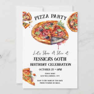 Pizza 60º Convite de aniversário