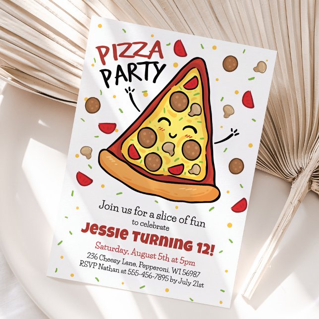Pizza Aniversário, Convite de festas de Pizza (Pizza Party Birthday Invitation)