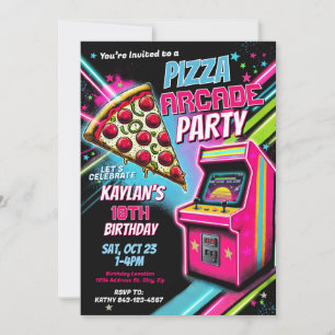 Pizza Arcade Party - Convite para Crianças
