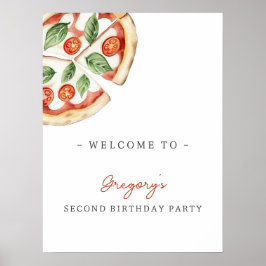 Pizza Birthday Party Welcome Poster
