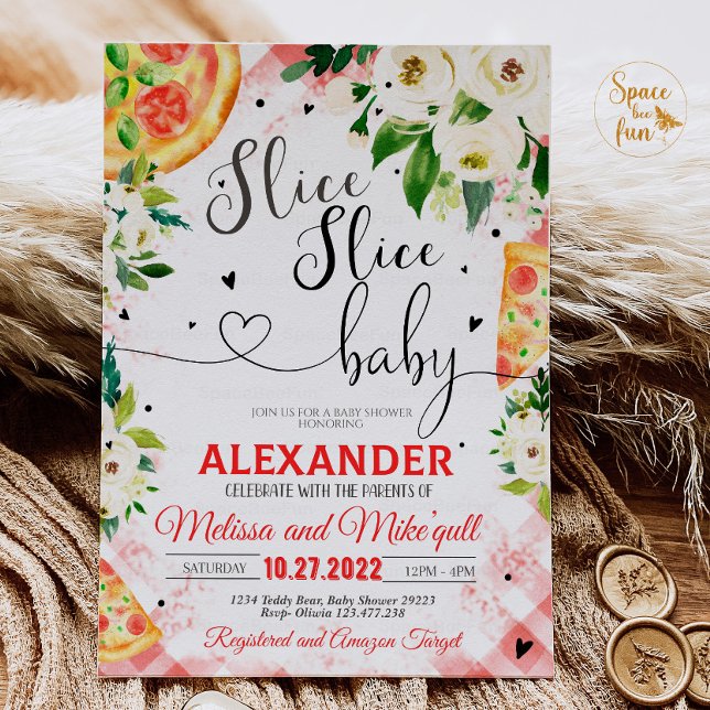 Pizza CHURRASCO convite de Chá de fraldas Fatia Fa (Criador carregado)