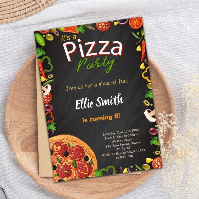 Pizza - Convites de Aniversário (Pizza Birthday Invitations)