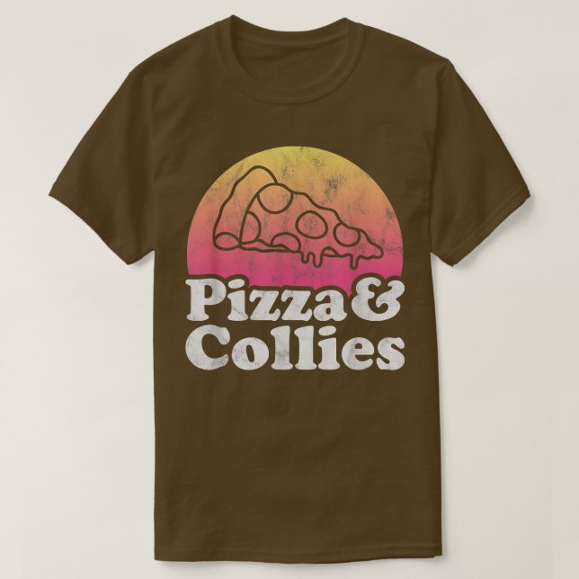 Pizza e Collies ou Collie T-Shirt (Frente do Design)
