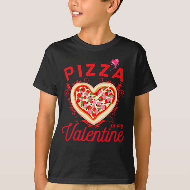 Pizza É Minha Camiseta Dia de os namorados Engraça (Frente)