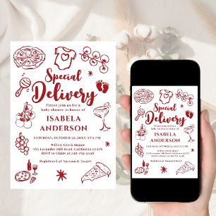 Pizza, entrega especial Convite para Chá de Bebê