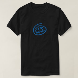 Pizza Inside Preto Unisex Camiseta Paródia de Tecn
