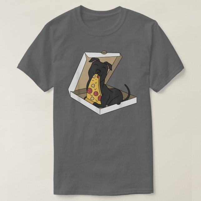 Pizza Lover Black Dog T-Shirt (Frente do Design)