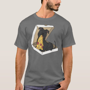 Pizza Lover Black Dog T-Shirt