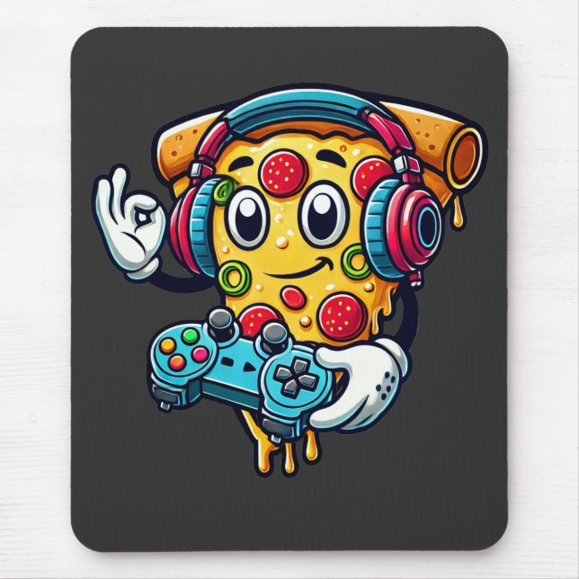 Pizza para Gamer Video Gaming Comida Mouse Pad (Frente)