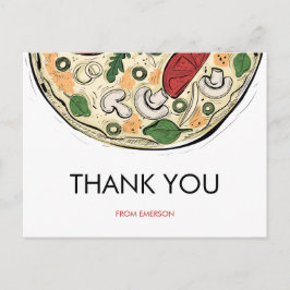 Pizza Party Aniversário Obrigado Cartão Postal