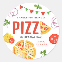 Pizza Party Favor, etiquetas redondas