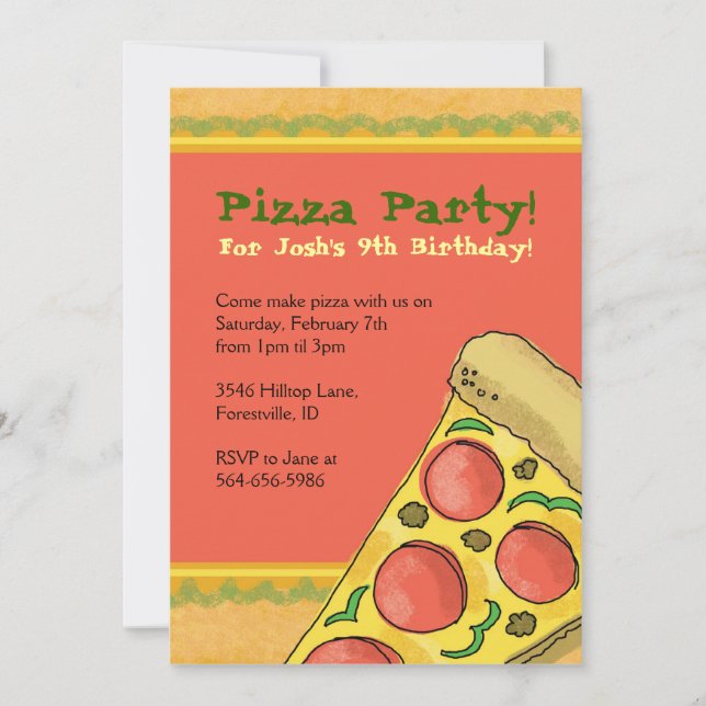 Pizza Party Testemunhou Convites de Aniversário (Frente)