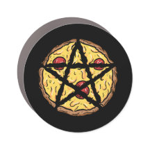 Pizza Pentagram Funny Witchy Circ Car Magnet